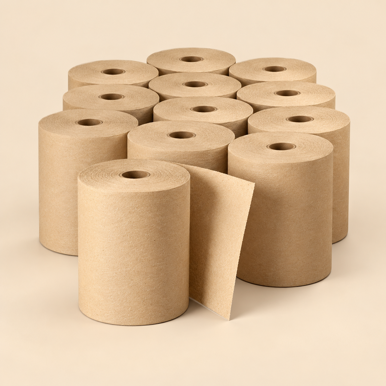 HARD WOUND BROWN 8'' ROLL 12CT/350FT — illustrative studio photo on beige
