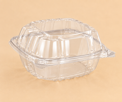 6 X 53/4 X 3 ( 1 CMPT ) C57PST1 CLEAR HINGED LID CONT. - 500CT