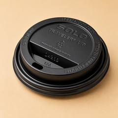 12-24oz 90 MM BLK DOME SIPPER COFFEE CUP LIDS - 500CT