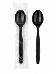 INDIVIDUALLY WRAPPED HEAVY DUTY SPOON BLACK - 1000CT