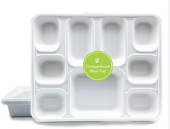 9 COMPT. RECTAGULAR TRAY BIO DEGRADABLE - 200CT