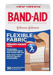 JOHNSON & JOHNSON BAND AID BONDAGE FLEXIBLE FABRIC ASSORTED -   1 BOX - 30CT BOX