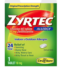 ZYRTEC ALLERGY - 1 TABLET, 6 PACK - NO RETURN / NO EXCHANGE