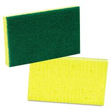 SCOURING SPONGE MED/DTY GRN/YELL SPK -  5 PACK