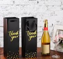 7.5 X 4.5 X 20  LIQUOR GOLD PRINTED THANKYOU BAGS 2 BOTTLES