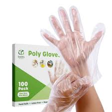 CLEAR POLY GLOVES MED. 10/100 PER BOX  (NO EXCHANGE / NO RETURN )