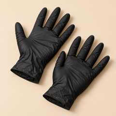 BLACK NITRILE GLOVES HD SMALL 4 MIL 100CT — beige studio product photo