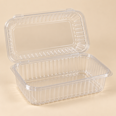 48oz R PET HINGED LID CONTAINER 200CT — beige studio product photo