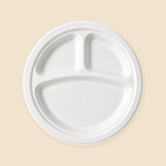 10' 3 COMPT . ROUND PLATEBIO DEGRADABLE - 500CT — full product view on beige background