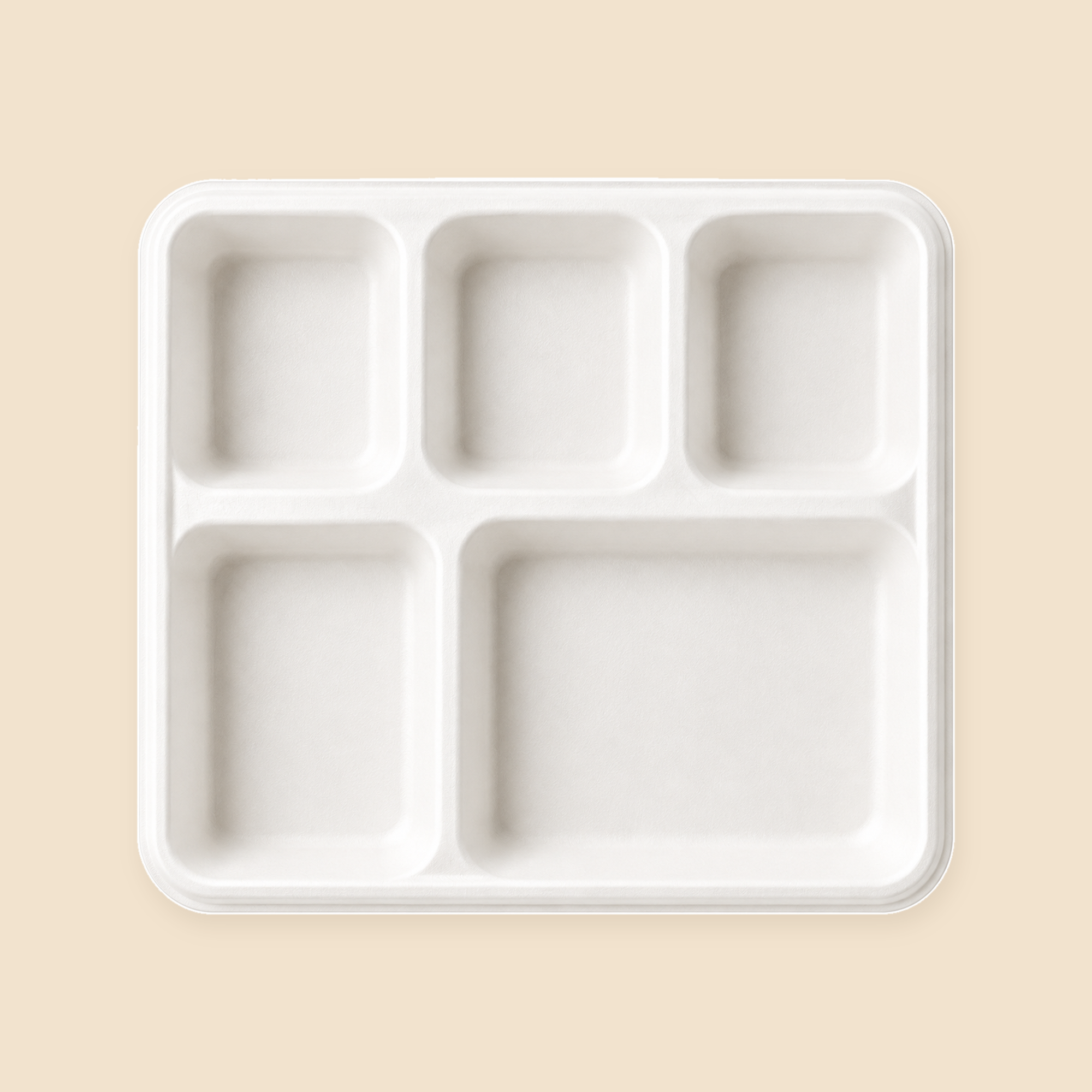 5 COMP MEAL TRAY BIO DEGRADABLE - 250CT — full product view on beige background