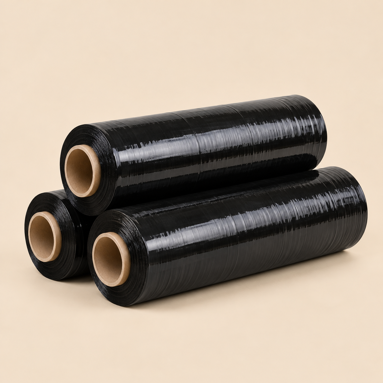 Illustrative mockup: 18' HEAVY DUTY PALLET WRAP 110 GAUGE BLACK - 4ROLL CASE