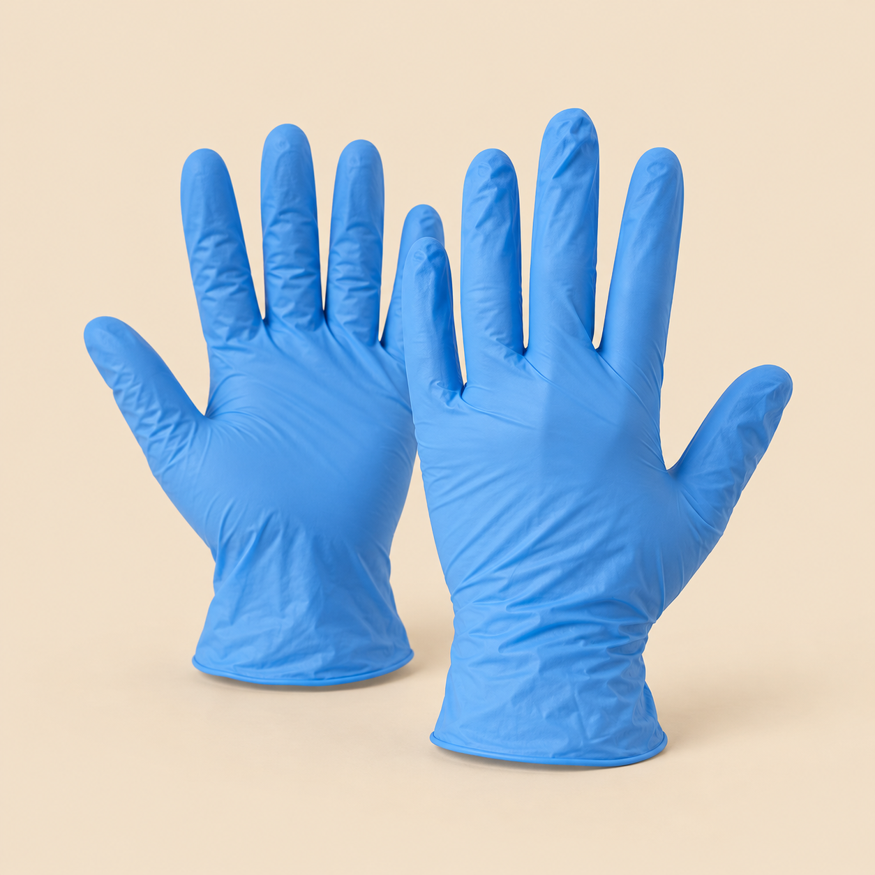 MULTIPURPOSE GLOVES - BLUE - EXTRA LARGE - 200CT (NO EXCHANGE / NO RETURN ) — illustrative mockup on beige background