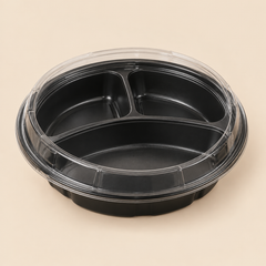 RC348B 3-CMPT RD. CONTR. COMBO BLK. 39oz - 150CT — illustrative mockup on beige background