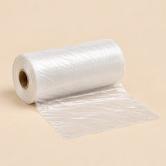12 X 15 HDPE PRODUCE ROLL 1500PCS X 2 CT. — illustrative mockup on beige background