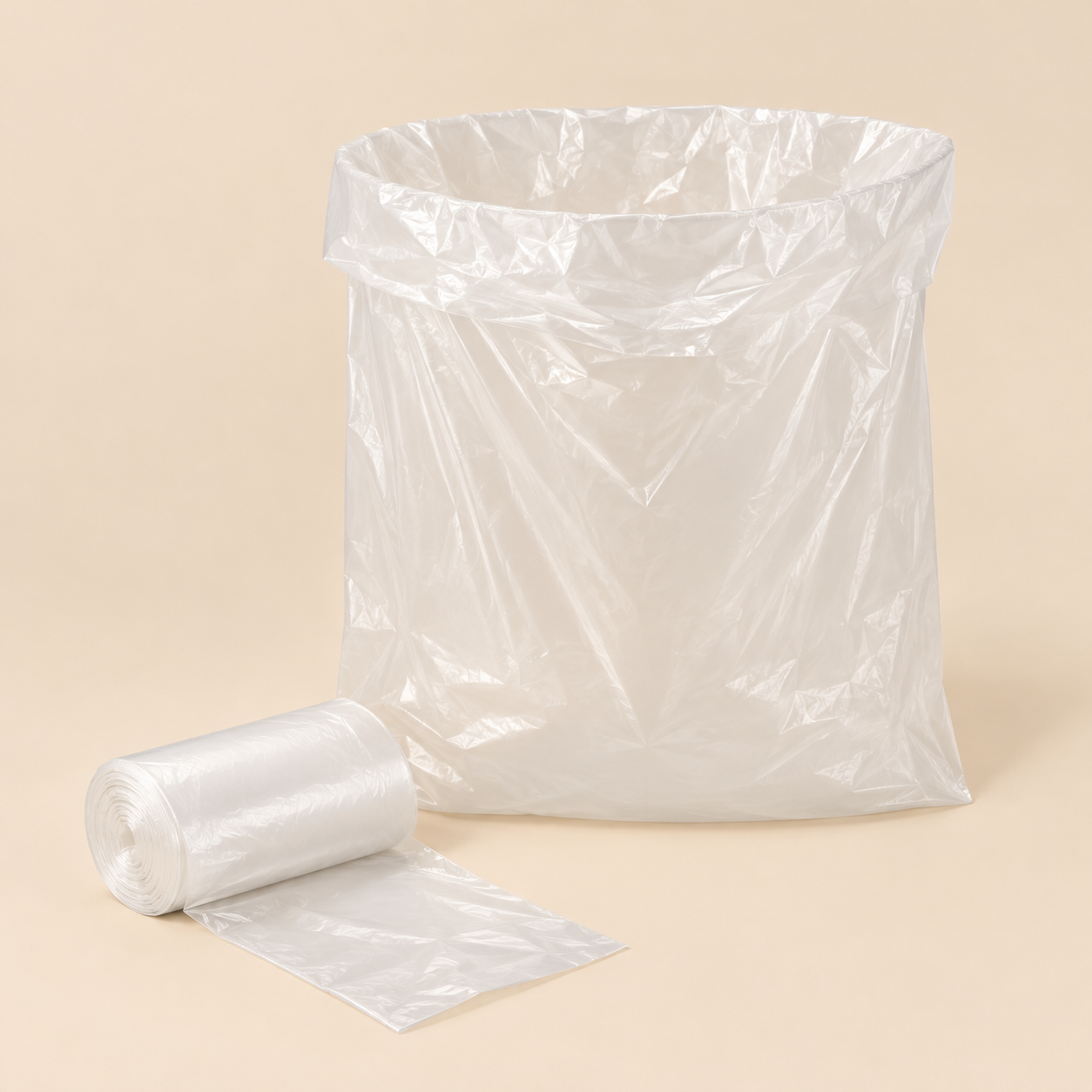 17 X 18 NATURAL 6MIC 2000CT — illustrative mockup on beige background