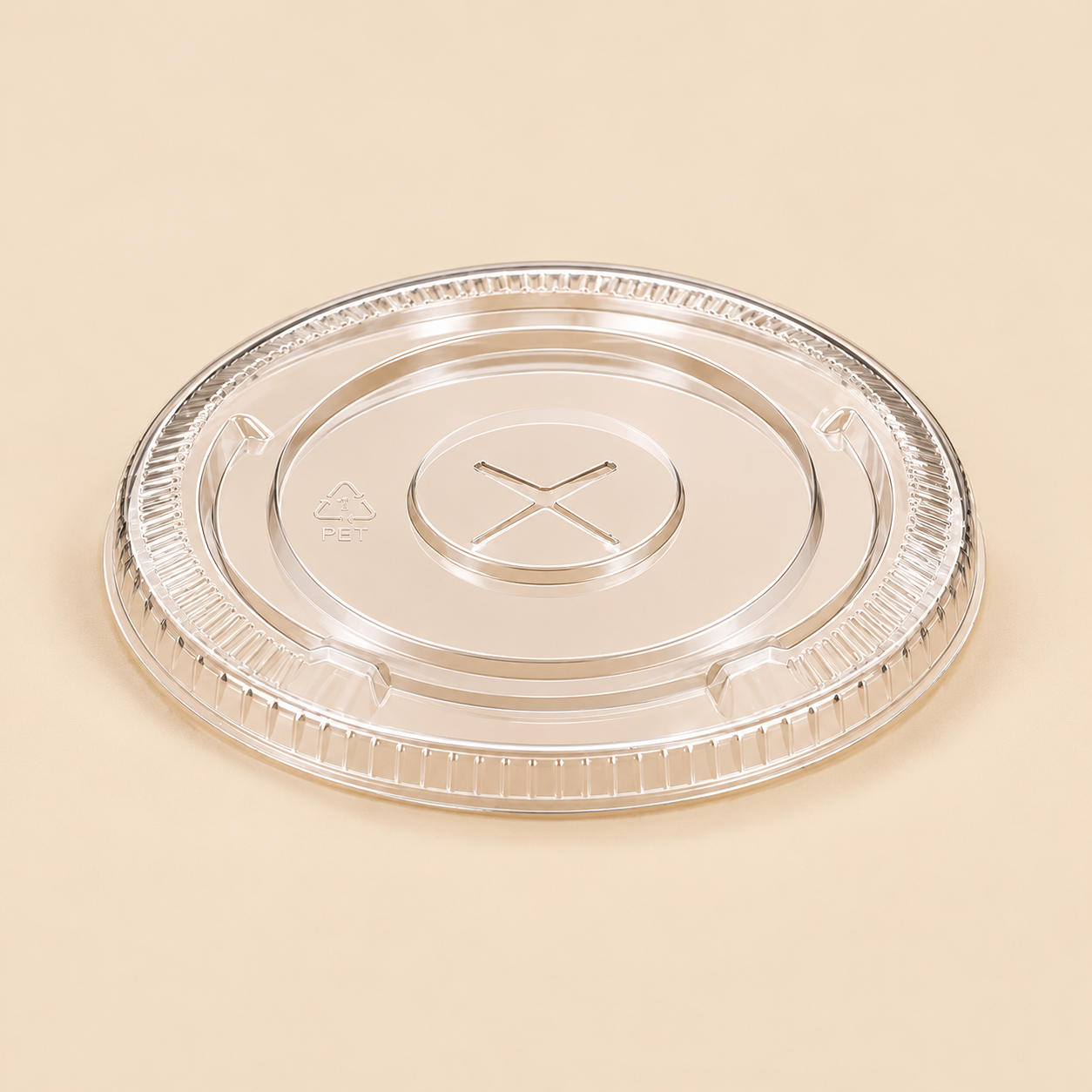 9oz PET FLAT LIDS STRAW SLOT 1000CT — beige studio product photo
