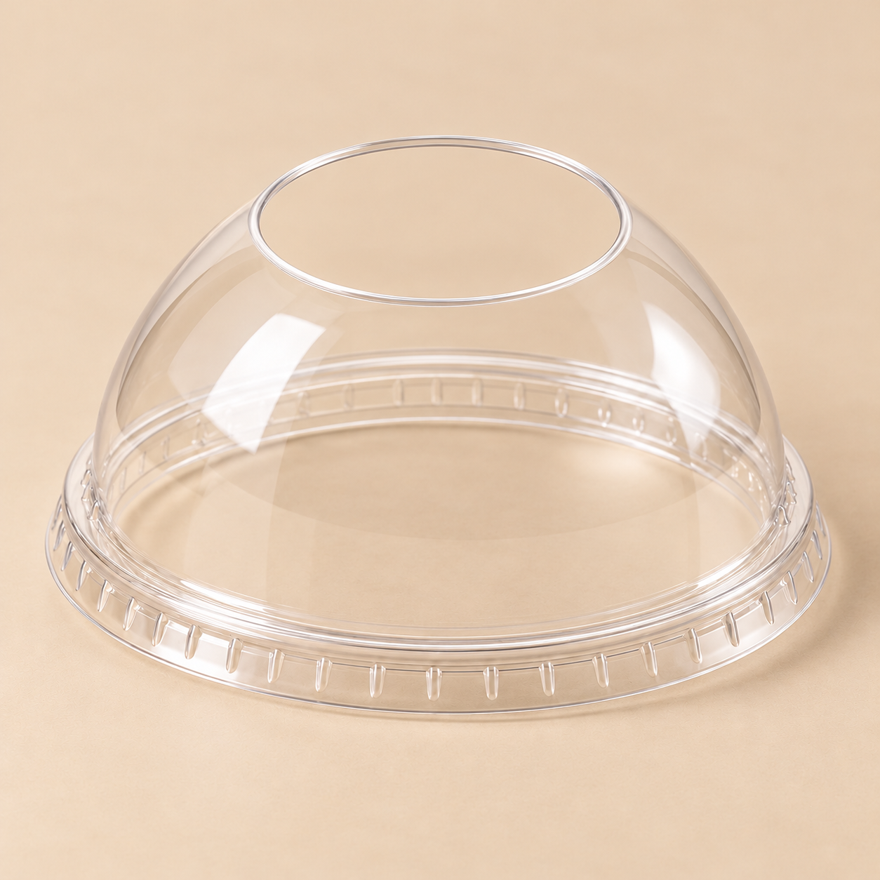 12-24oz PET DOME LIDS LG HOLE 1000CT — beige studio product photo
