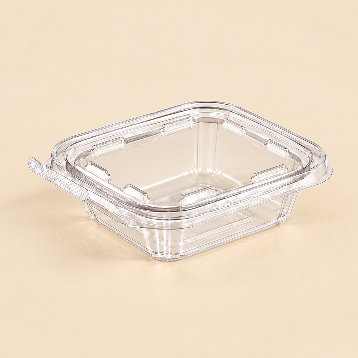 8oz CLEAR RPET HINGED LID TEMPER EVIDENT CONTR. - 200CT — beige studio product photo