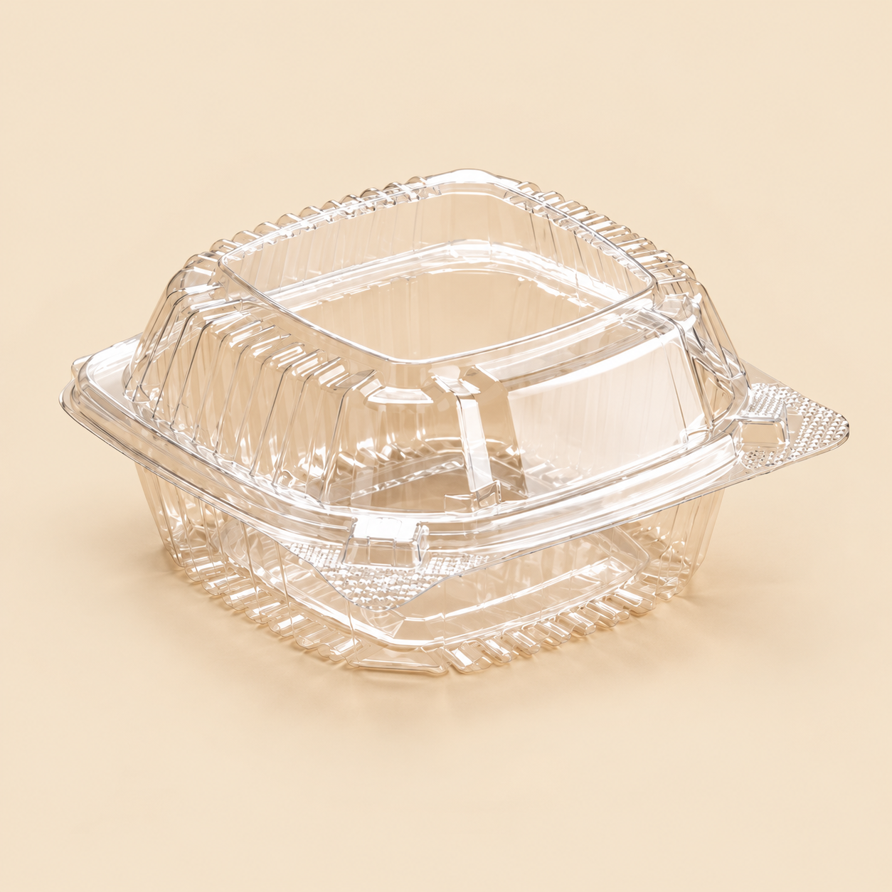 5 1/4 X 5 3/8 X 2 5/8 1 - CMPT C53PST1 CLEAR HINGED LID CONTR. . -- 500CT — beige studio product photo
