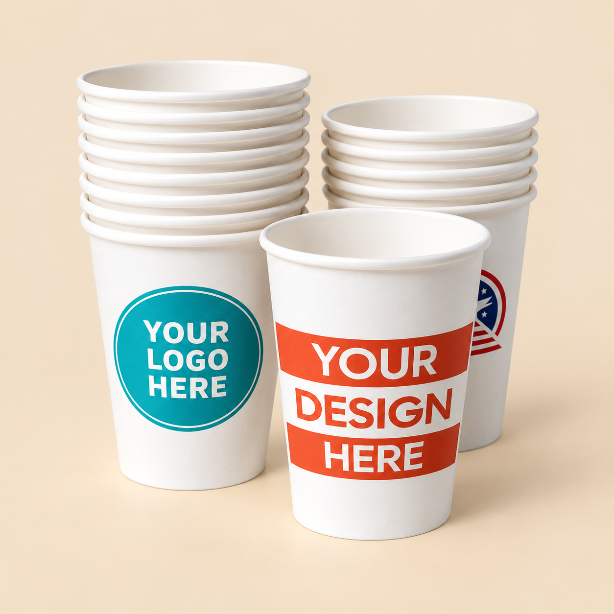 16 oz COFFEE CUPS PRINTED - 1000 CT — beige studio product photo