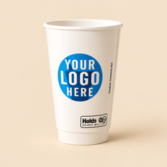 8 oz DOUBLE WALL COFFEE CUPS PRINTED -500 CT — beige studio product photo