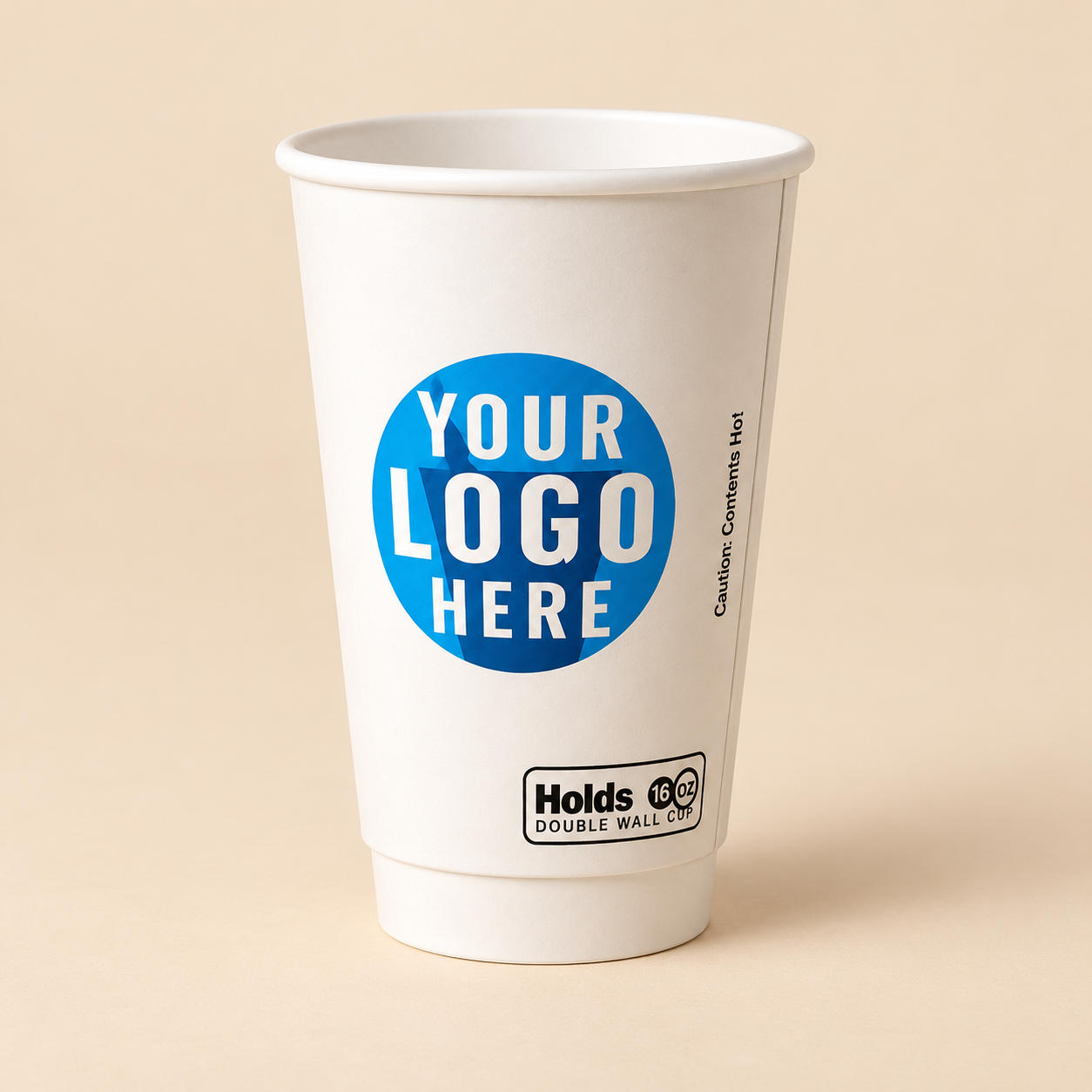 16 oz DOUBLE WALL COFFEE CUPS PRINTED -500 CT — beige studio product photo