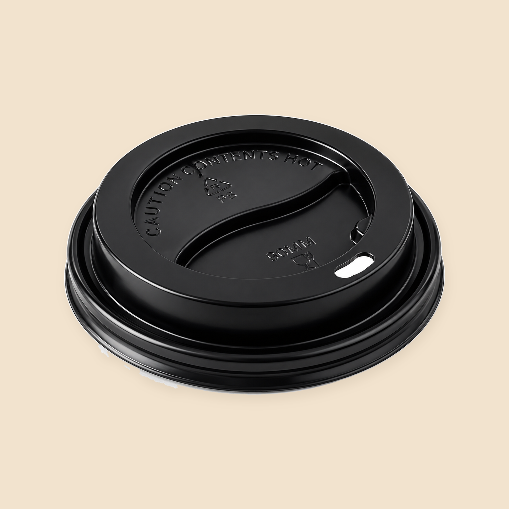 12-24oz 90 MM BLK DOME SIPPER COFFEE CUP LIDS - 1000 CT — full product view on beige background