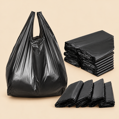 20 X 9 X 36 BLACK T-SHIRT BAGS 200 CT — beige studio product photo