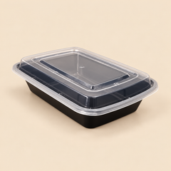 T32B 32oz DELI SQUARE CONTR. COMBO BLK - 150CT — beige studio product photo