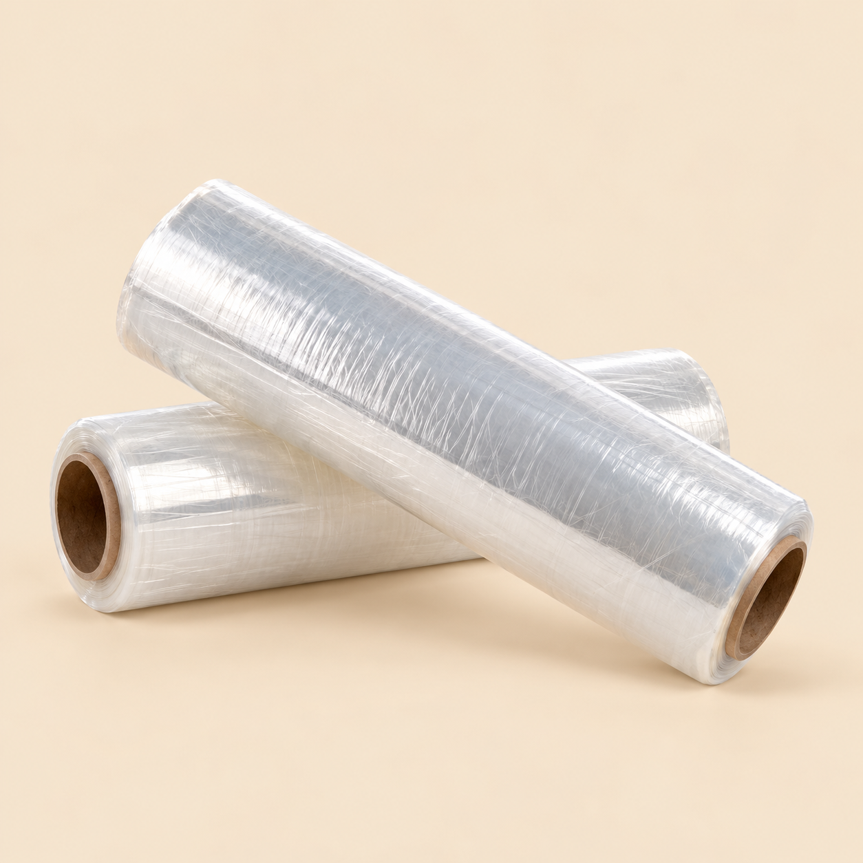 18' HEAVY DUTY PALLET WRAP CLEAR — beige studio product photo