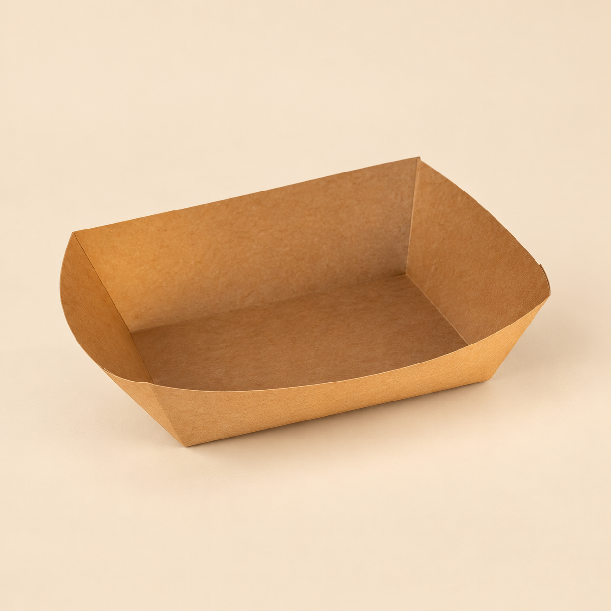 #5 FOOD TRAY 500 CT. (5lb) — studio mockup on beige background