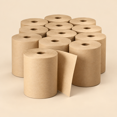 HARD WOUND BROWN 8'' ROLL 12CT/350FT — illustrative studio photo on beige