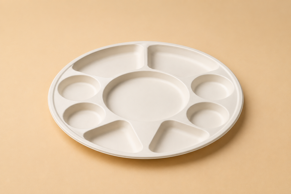 9 COMPT ROUND MEAL TRAY  BIO DEGRADABLE  - 200CT