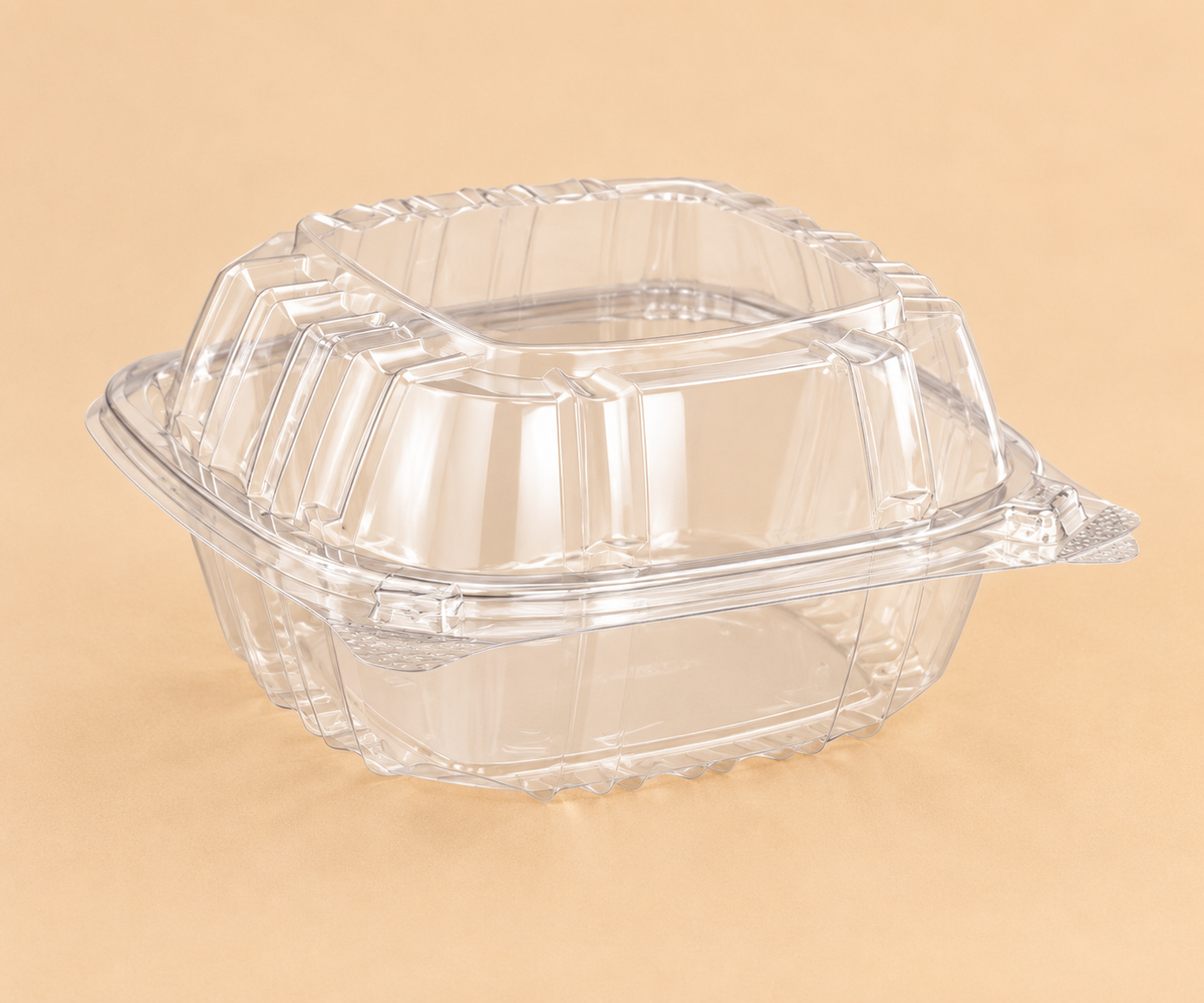 6 X 53/4 X 3 ( 1 CMPT ) C57PST1 CLEAR HINGED LID CONT. - 500CT