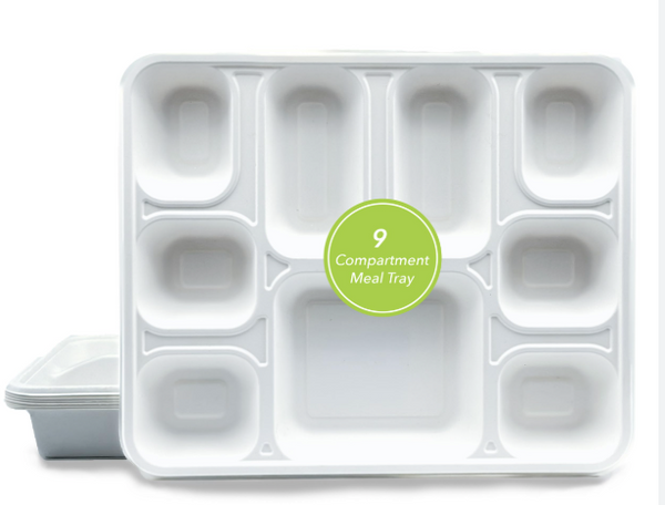 9 COMPT. RECTAGULAR TRAY BIO DEGRADABLE - 200CT