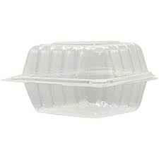 6 X 6 X 3 (1 CMPT.) CLEAR HINGED CONTAINER - 500CT