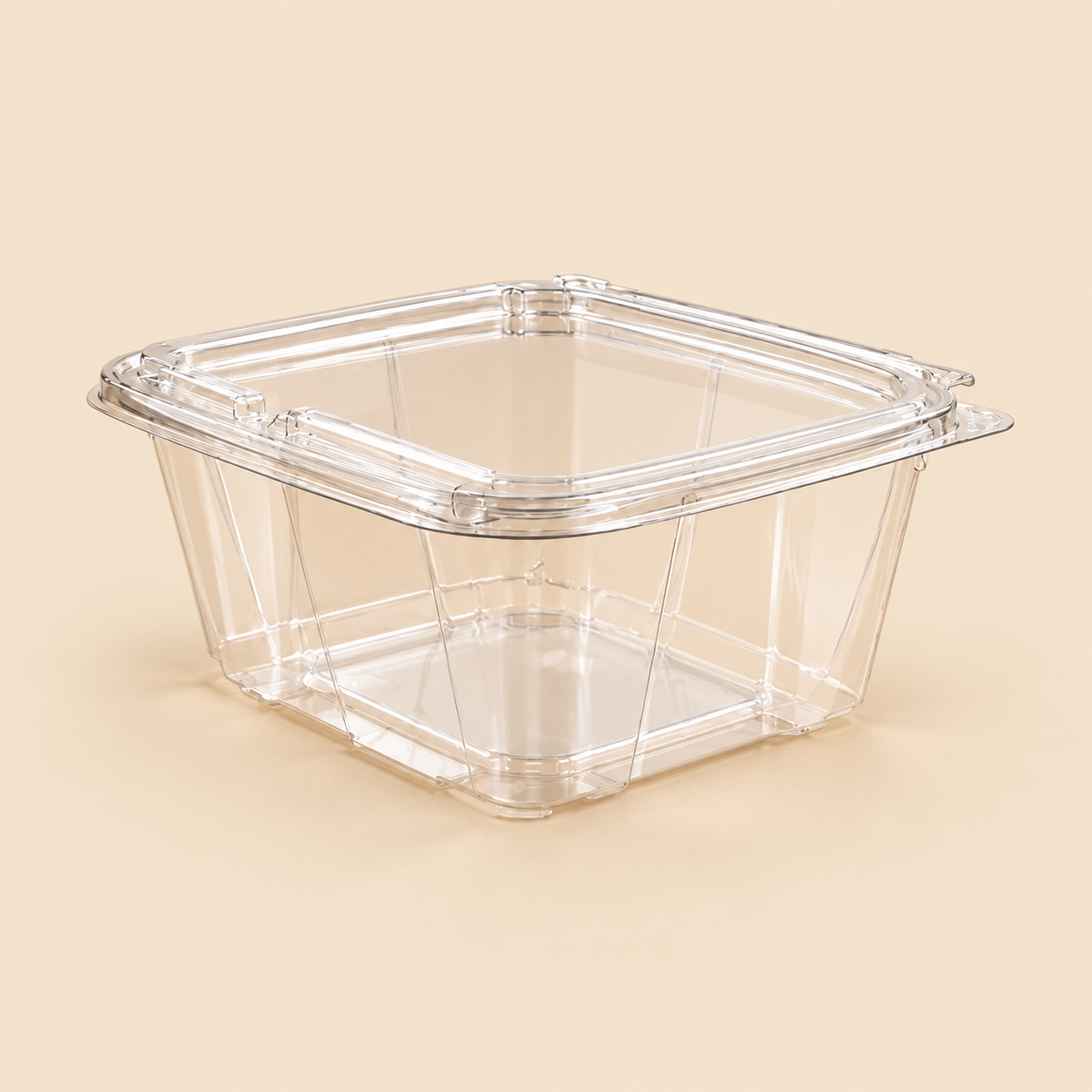16oz TAMPER PROOF HINDGED LID CONTAINER 200CT — beige studio product photo