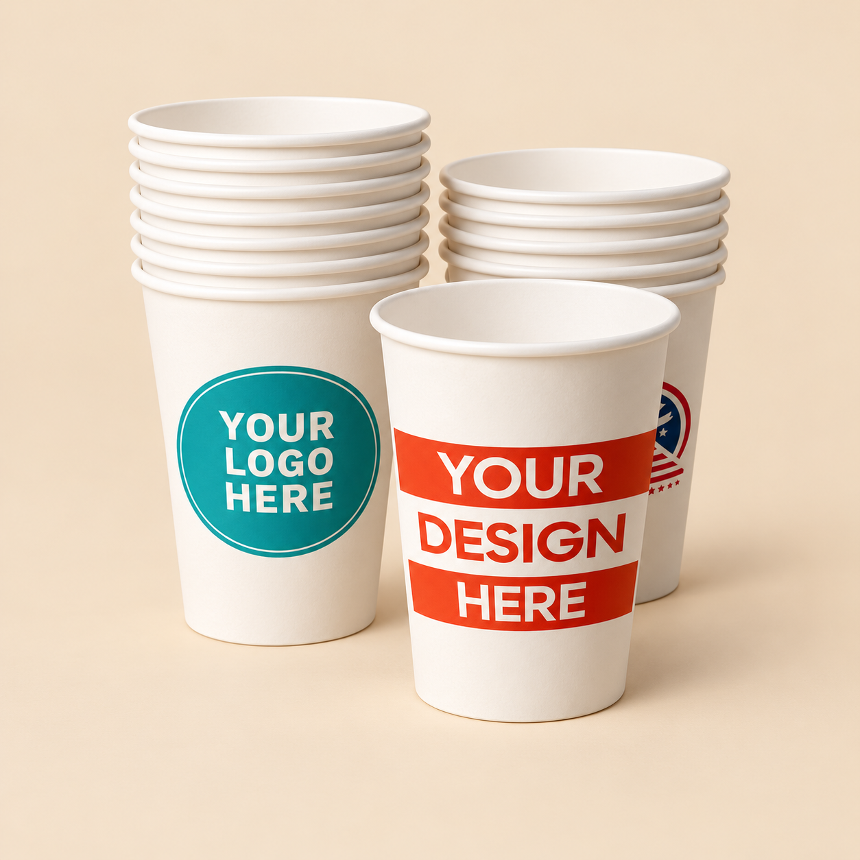 12oz COFFEE CUPS PRINTED - 500CT — beige studio product photo