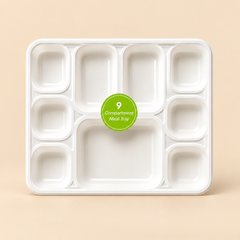 9 COMPT. RECTAGULAR TRAY BIO DEGRADABLE - 200CT — beige studio product photo