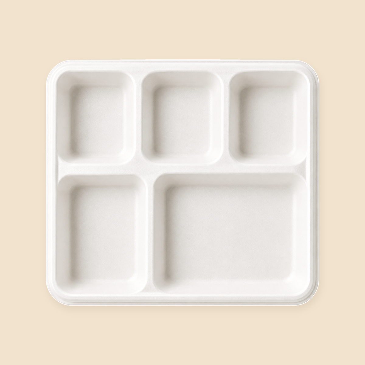 5 COMP MEAL TRAY BIO DEGRADABLE  - 250CT — full product view on beige background