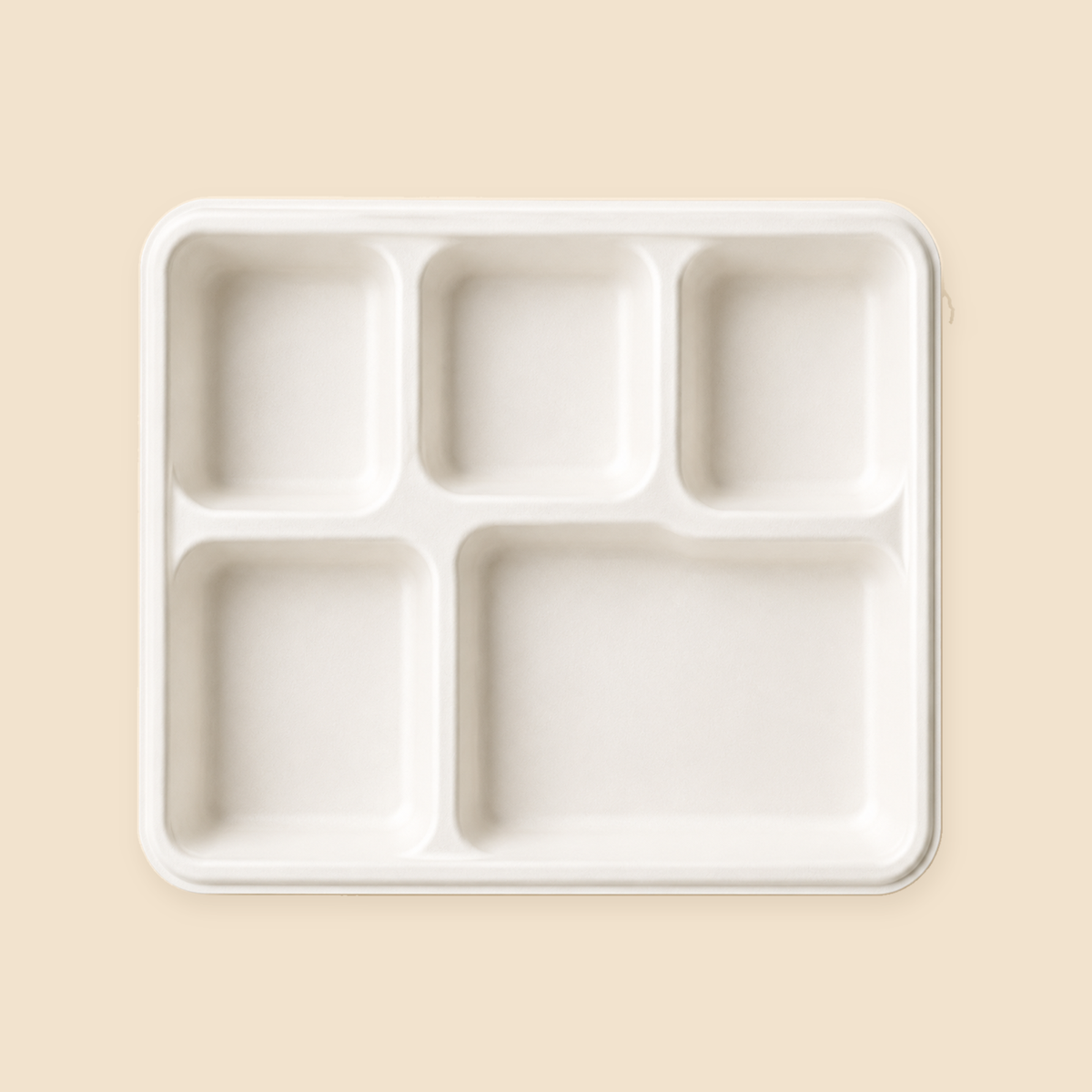 5 COMPT MEAL TRAY LID BIO DEGRADABLE - 250CT — full product view on beige background