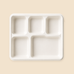 5 COMPT MEAL TRAY LID BIO DEGRADABLE - 250CT — full product view on beige background