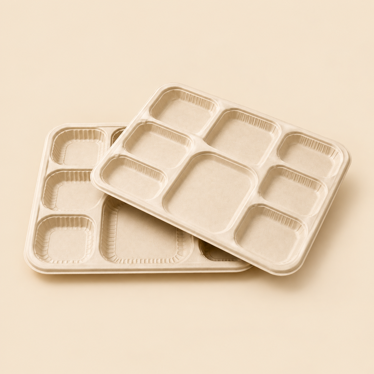 8 COMPT MEAL TRAY BIO DEGRADABLE - 250CT — beige studio product photo
