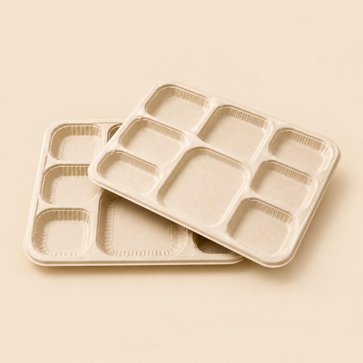 8 COMPT MEAL TRAY BIO DEGRADABLE - 250CT — beige studio product photo