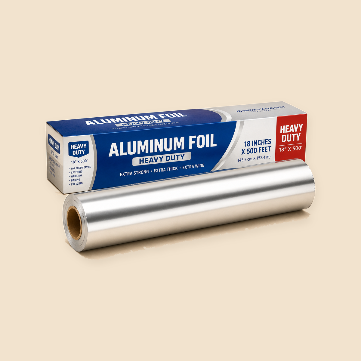 ALUMINUM FOIL HD 18X500 — full product view on beige background