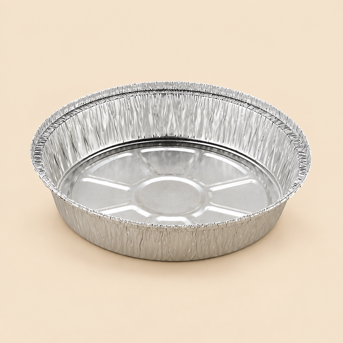 8' ROUND ALUM. CONTAINER - 500CT - HFA — beige studio product photo