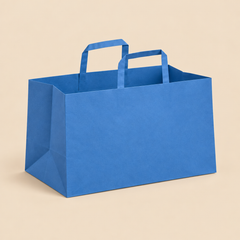 21.5 X 15 X 11.5 PRINTED BAGS BLUE - 250CT — illustrative mockup on beige background