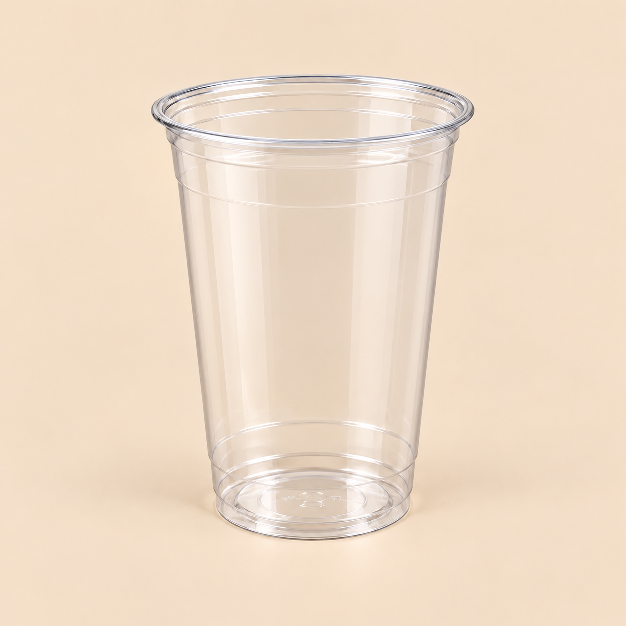 44oz CLEAR PP CUP-500CT — illustrative mockup on beige background