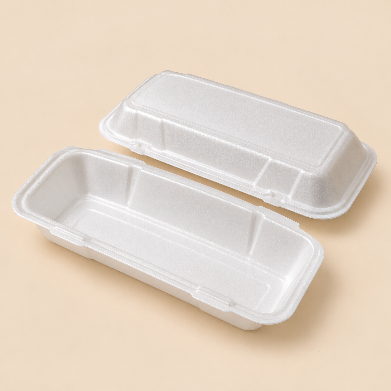 Illustrative mockup: DF961D 205 PLAIN HOAGIE P/E 6 X 9 WHITE FOAM CONTAINER - 200CT