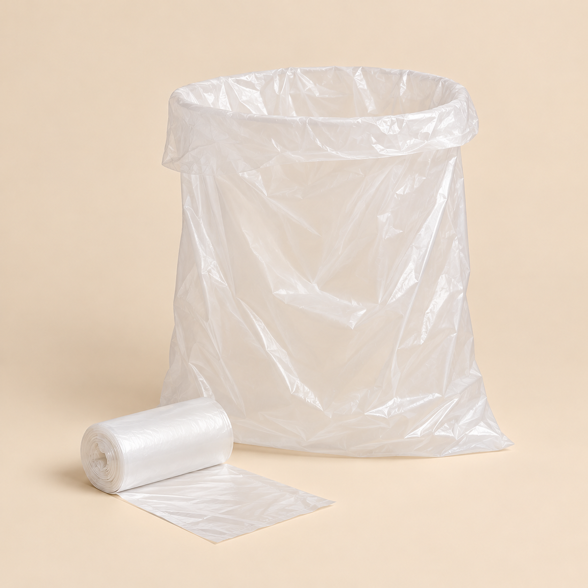 12 - 16 GAL. 24 X 33 N 6 MIC 1000 CT — illustrative mockup on beige background